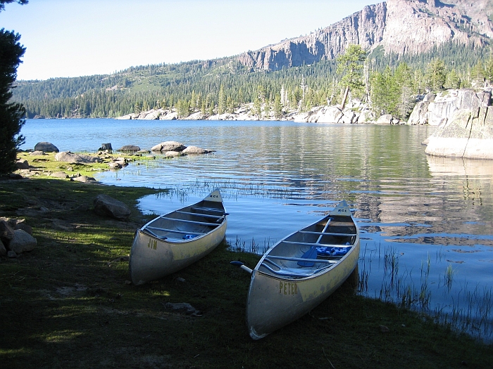 Grumman aluminum canoes beached at Silver Lake